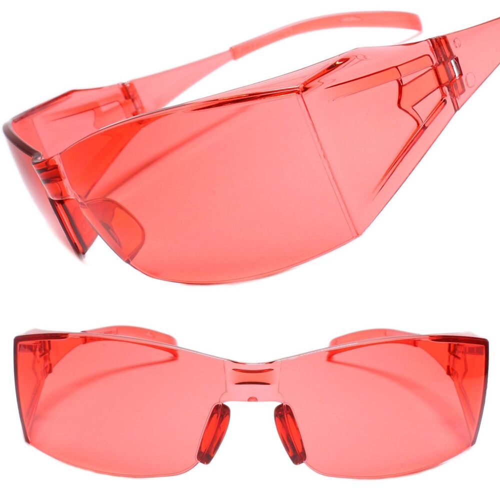 Wrap Around Futuristic Motorcycle Riding Biker Extreme Sports Red Sunglasses